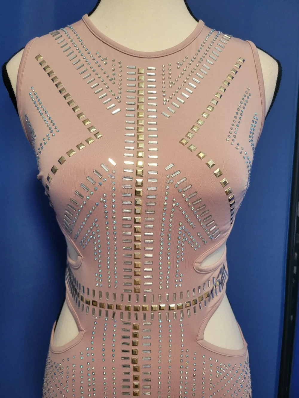 Banjul Blush Cutout Embellished Bodycon Dress